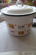 DUŻY GARNEK EMALIA Z POKRYWA