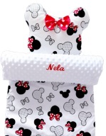 KOCYK pościel MINNIE DO WÓZKA 50x75 minky HAFT METRYCZKA+PODUSZKA wyprawka