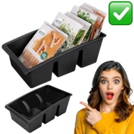 POJEMNIK KUCHENNY Z TOREBKAMI NA PRZYPRAWY ORGANIZER CZARNY SOLIDNY | VILDE