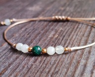 BRANSOLETKA JADEIT, MALACHIT,CZAKRA SERCA. -RĘKODZIEŁO