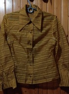 Złota miejscami lekko transparentna bluzka koszula PRL 50 lat