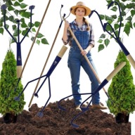 Kultywator 3 zębny ręczny spulchniacz gleby z radlicami na trzonku 140 cm