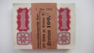 Paczka banknotów 100 szt. 1 Korona 1922 Austro-Wegry