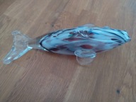 Piękna szklana ryba z dobrych czasów PRL , kolorowe szkło 26cm (A157)