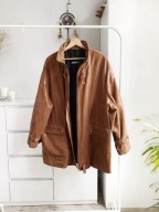 Brązowa połyskująca oversize kurtka przejściowa vintage Anna K gold details