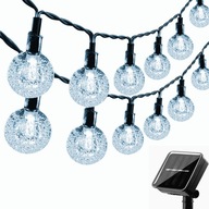 Lampki ogrodowe solarne – 9m girlanda LED 50 zimne białe