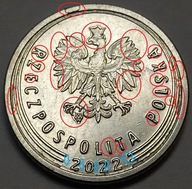 10 gr groszy 2022 DESTRUKT rozlane kleksy i pęknięcie na awersie