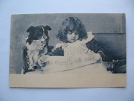 PIES DZIEWCZYNKA CZYTA GAZETĘ przedwojenna POCZTÓWKA