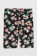 H & M biker szorty kolarki krótkie spodenki kwiatki kwiaty róże czarne wzór