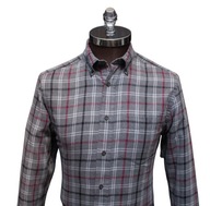GEORGE - Szara Flanelowa Koszula Button-Down w Kratę Księcia Walii (S)