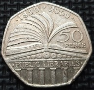 *WIELKA BRYTANIA [0924] *50 PENCE 2000 Biblioteki Publiczne *Elizabeth II