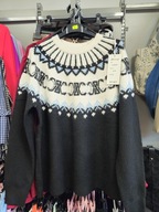 Sweter czarny, wzory cyrkonie r. S/M/L Italy, wełna, wiskoza !!!
