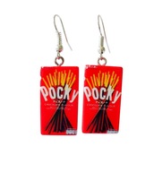 Kolczyki z paczką słodyczy, czekoladowe Pocky