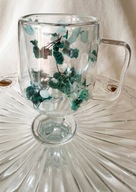 KUBEK SZKŁO TERMICZNY 3D SUSZONE KWIATY PODWÓJNE DNO KOLOROWY KWIATKI