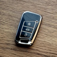 Czarnosrebrne etui na kluczyk VW Passat Arteon Golf SKODA Superb Fabia SEAT