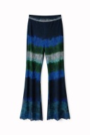 Spodnie siateczkowe flare tie-dye Stradivarius S granatowo-zielone mermaid