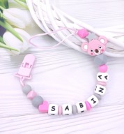 Imienna zawieszka do smoczka silikonowa dla niemowlaka prezent imienny