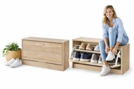 SZAFKA NA BUTY DO PRZEDPOKOJU Z SIEDZISKIEM BEŻOWA ŁAWKA SIEDZISKO OBUWIE