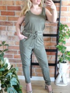 Jean Pascale kombinezon letni khaki długa nogawka ramiączka r. M