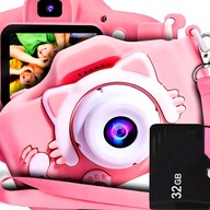 APARAT CYFROWY DLA DZIECI FOTOGRAFICZNY GRY KAMERA FILMY HD KOTEK KOT FOTO