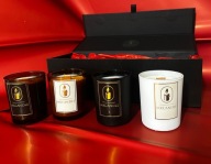 Luksusowy Zestaw 4 Ręcznie robionych Świec Zapachowych w Czarnym Pudełku