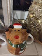 Śmieszny kubek świąteczny renifer do góry nogami na prezent na mikołajki
