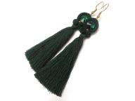 KOLCZYKI SUTASZ zielone 100% HAND MADE z chwostem