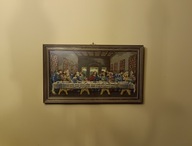 Ostatnia Wieczerza - piękny stary odmodlony obraz - wyszywany Mulina - 72cm