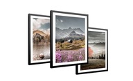 Obrazy zestaw 3 szt. w czarnej ramie góry Tatry chata jezioro wersja kolor