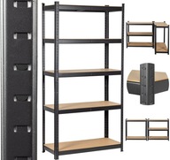 REGAŁ MAGAZYNOWY METALOWY CZARNY 3W1 180X90X40 5 PÓŁEK 875KG