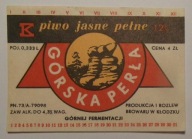 STARA ETYKIETA PIWO JASNE PEŁNE GÓRSKA PERŁA BROWAR KŁODZKO