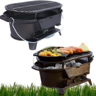 GRILL ŻELIWNY WĘGLOWY PRZENOŚNY LEKKI TURYSTYCZNY DZIAŁKĘ OGRODOWY HIBACHI