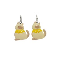 Kolczyki z kotkami 3D, kremowe