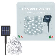 GIRLANDA SOLARNA LAMPKI OGRODOWE 300LED 30M DEKORACYJNA BIAŁY ZIMNY
