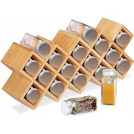 POJEMNIKI NA PRZYPRAWY PRZYPRAWNIK BAMBUS STOJAK DREWNIANY ZESTAW ORGANIZER