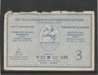 Bilet wstępu na stadion olimpijski w Sztokholmie 1956 - zawody hippiczne