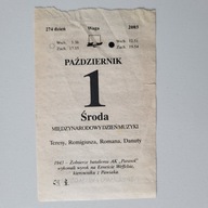 kartka z kalendarza 1 październik 2003