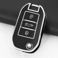 Czarno-srebrne etui na kluczyk PEUGEOT 208 308 CITROEN C3 C4 – 3 przyciski