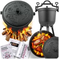 PALENISKO KOCIOŁEK ŻELIWNY 8L MYŚLIWSKI NA OGNISKO STOJAK