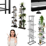 KWIETNIK STOJĄCY METALOWY CZARNY WYSOKI LOFT STOJAK REGAŁ NA KWIATY