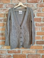 brązowy dłuższy sweter na guziki * BERSHKA