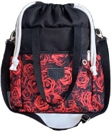 Torebka HABILE design bag DUŻO KIESZONEK worek czarny-róże