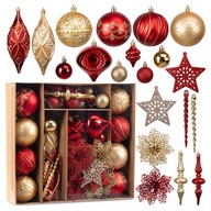 BOMBKI CHOINKOWE CZERWONE ZŁOTE DUŻE ZESTAW OZDOBY CHOINKĘ GOCKOWIAK