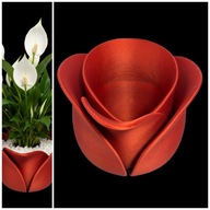 Doniczka Duża Kwiat Czerwona Dekoracyjna Ozdobna Artystyczna Unikatowa