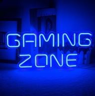Strefa gier, neonowy znak, niebieski, LED, do dekoracji ścian. (12)