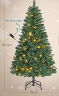 Choinka z lampkami 150 cm , z metalowym stojakiem, szybki montaż, zielona
