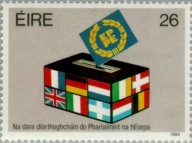 Irlandia 1984 Znaczek 540 ** Unia Europejska wybory parlament flagi