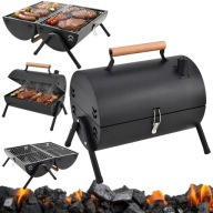 GRILL WĘGLOWY TURYSTYCZNY KEMPINGOWY Z POKRYWĄ STALOWY RUSZT 35x25cm KOMIN