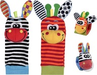 2X SKARPETKI I 2X OPASKI Z GRZECHOTKĄ DLA NIEMOWLĄT SENSORYCZNE 3D MIĘKKIE