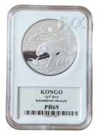 10 FRANC 2010 KONGO HIENA POSREBRZANA PROOF GCN PR69 L